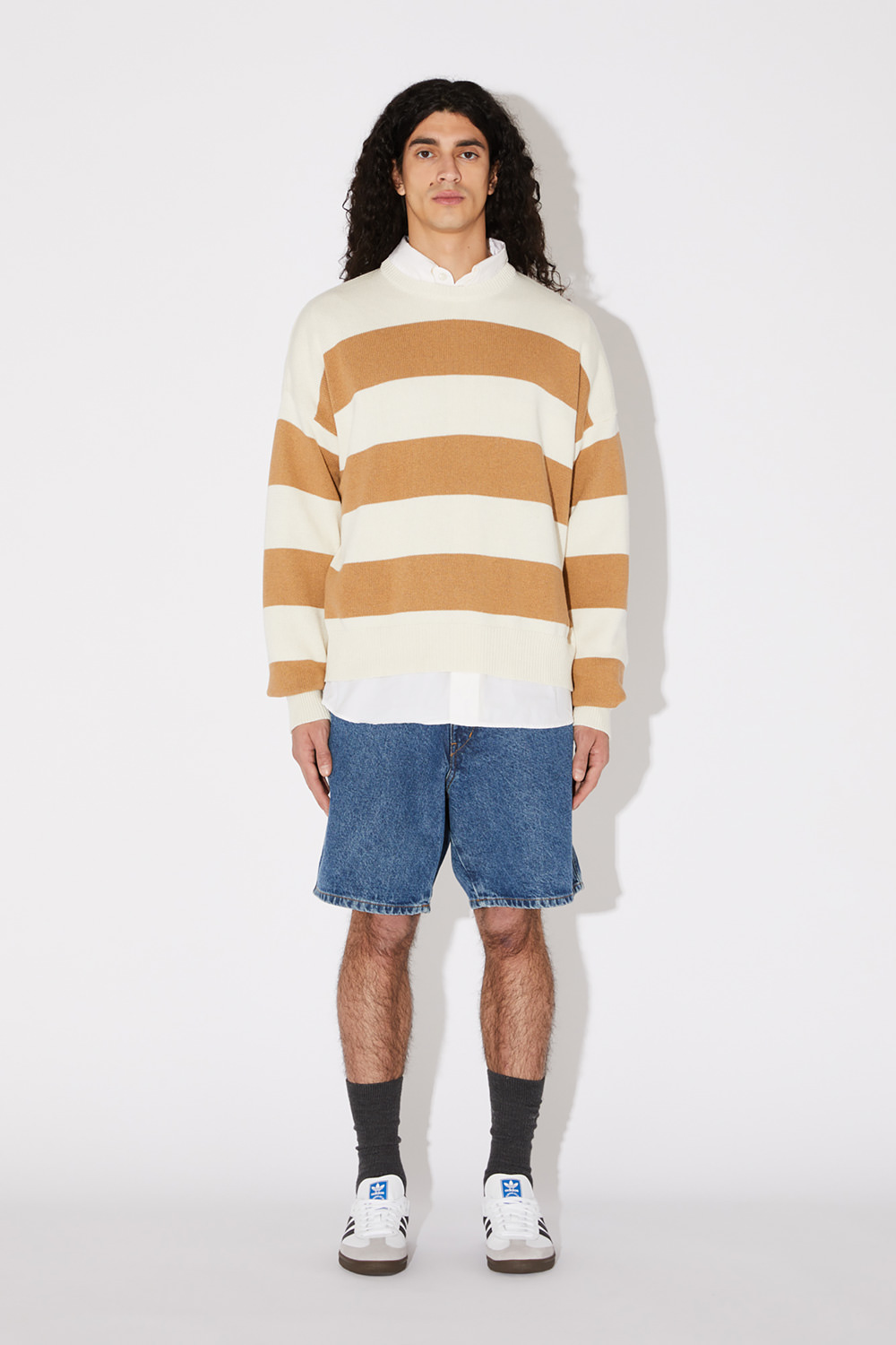 AMISH: STRIPED CREW NECK JUMPER