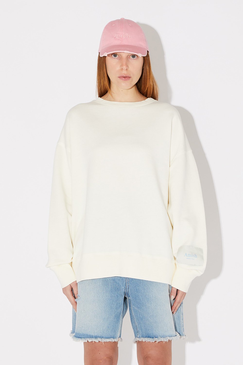 AMISH: CREW NECK SWEATSHIRT WITH CUT-OUT