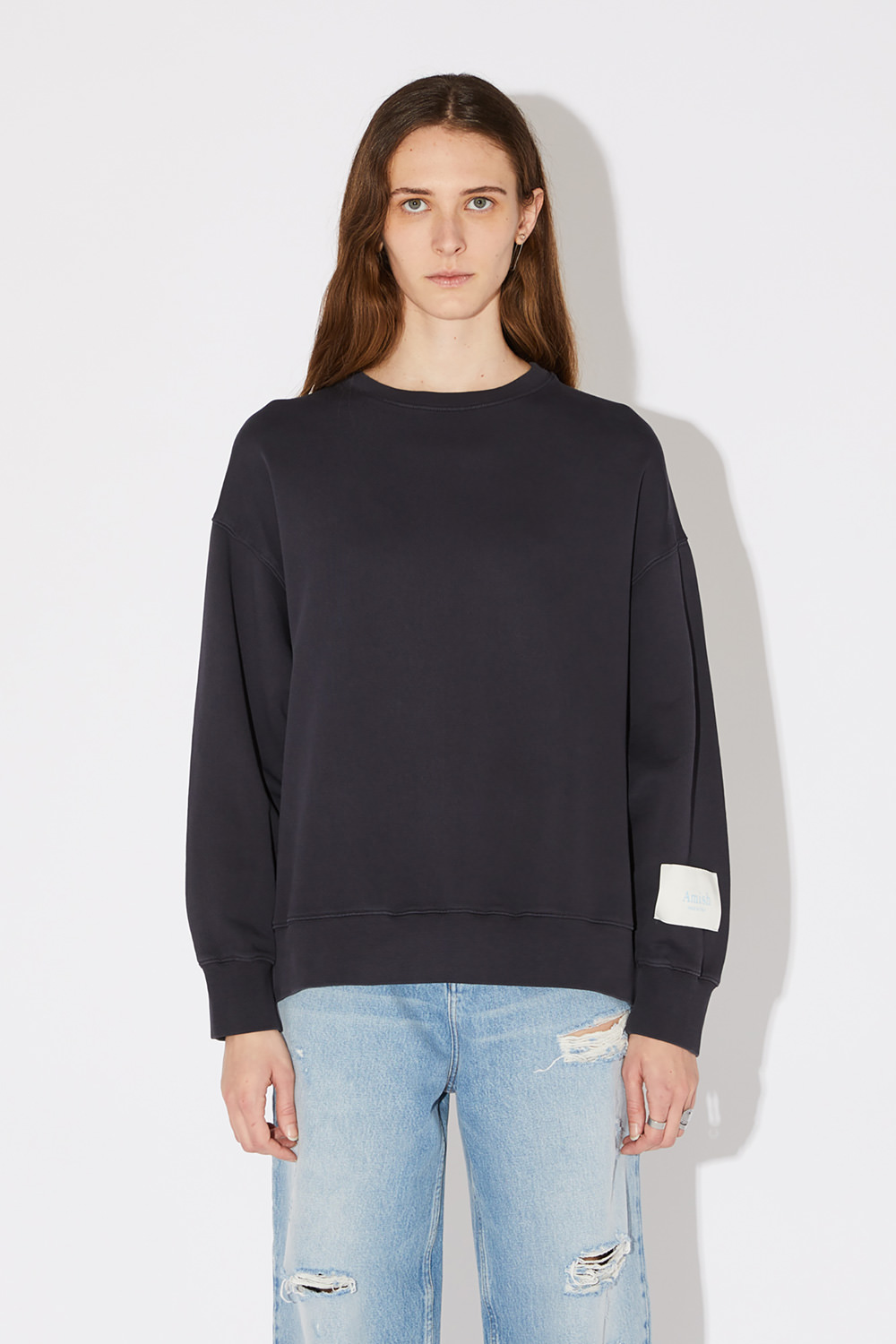 AMISH: CREW NECK SWEATSHIRT WITH CUT-OUT