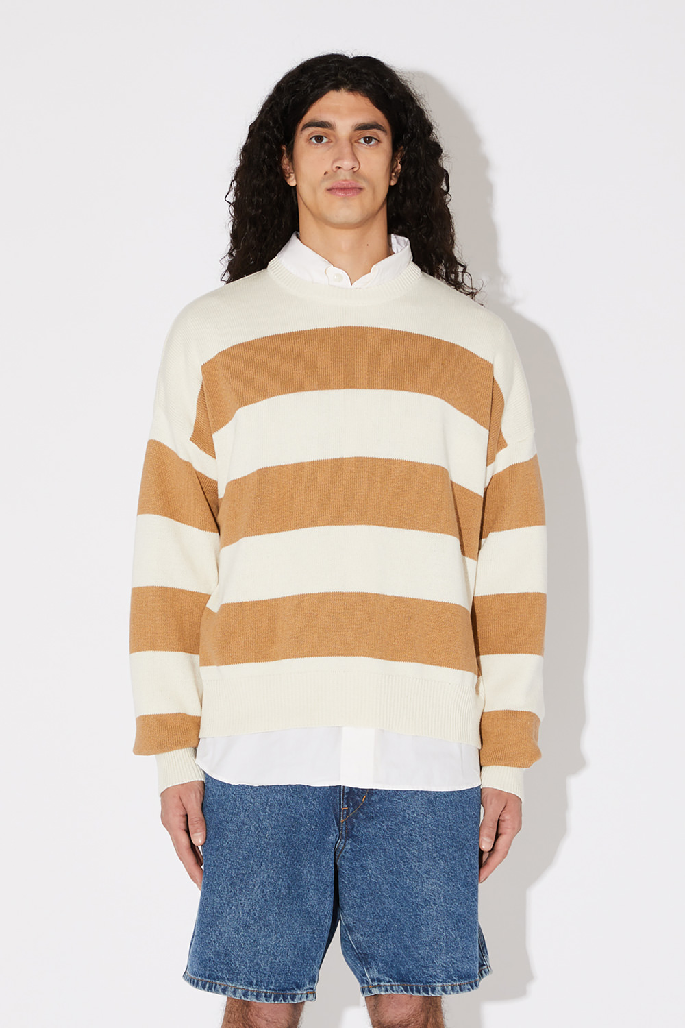 AMISH: STRIPED CREW NECK JUMPER