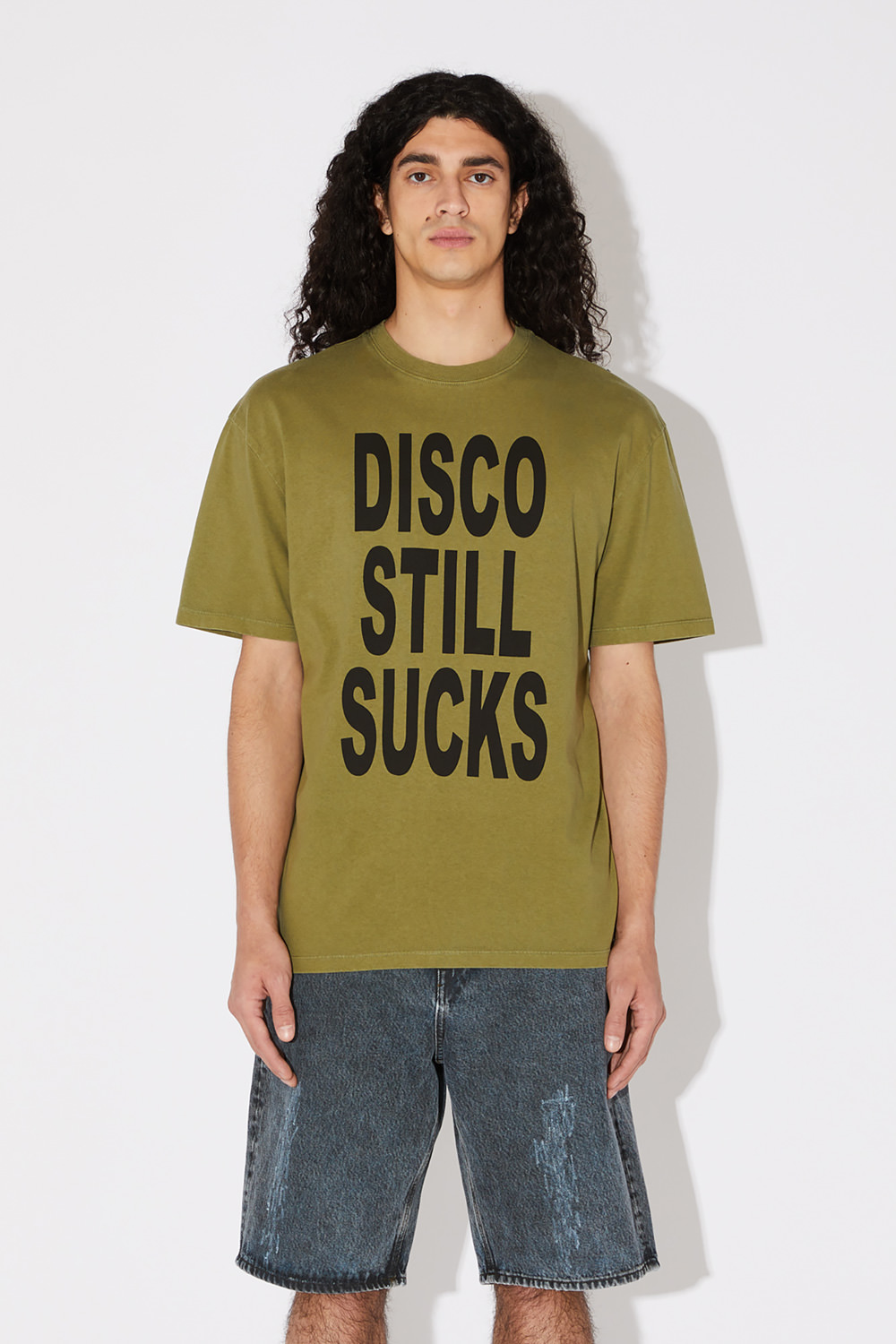 AMISH: T-SHIRT GIROCOLLO CON STAMPA DISCO