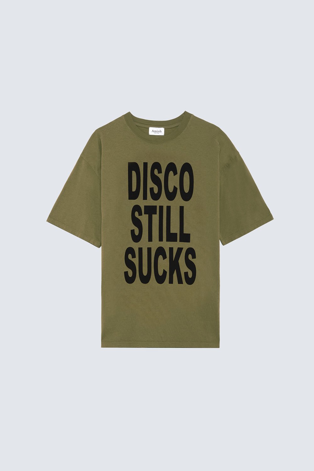 AMISH: T-SHIRT GIROCOLLO CON STAMPA DISCO