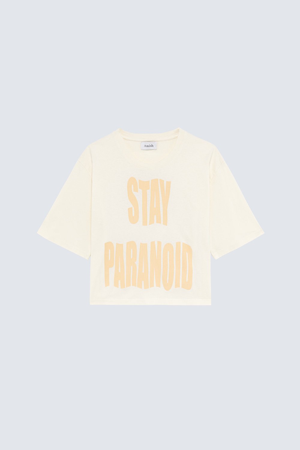 AMISH: CREW NECK T-SHIRT WITH STAY PARANOID PRINT