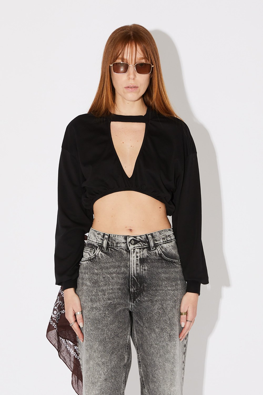 AMISH: TOP CROPPED IN JERSEY CON CUT-OUT