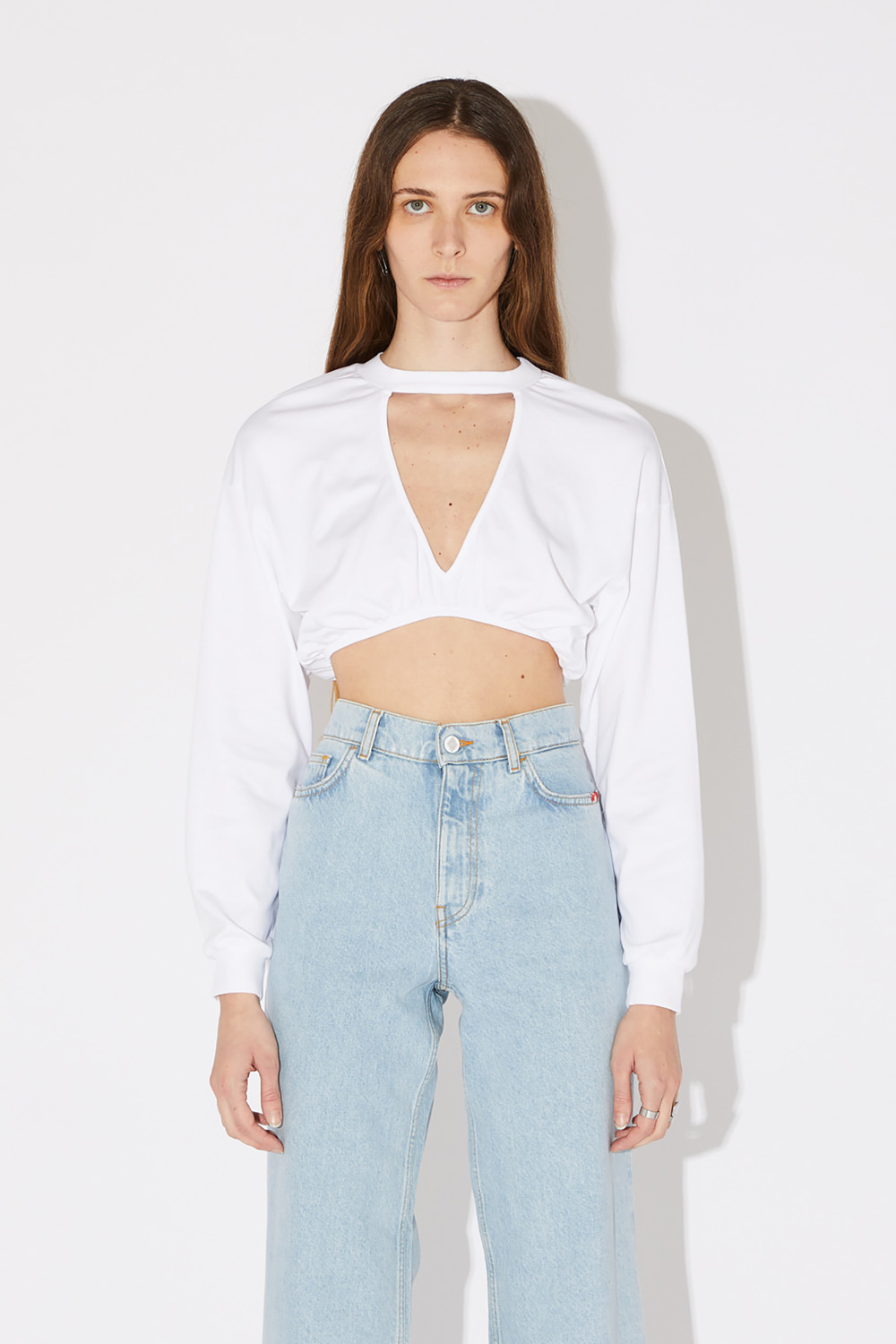 AMISH: TOP CROPPED IN JERSEY CON CUT-OUT