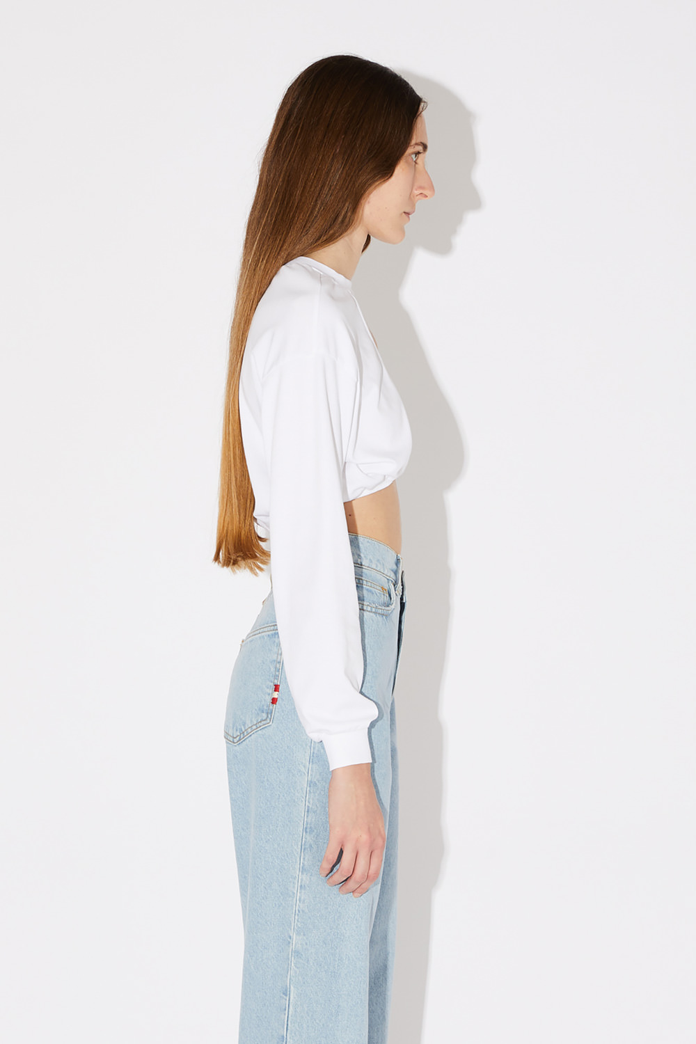 AMISH: TOP CROPPED IN JERSEY CON CUT-OUT